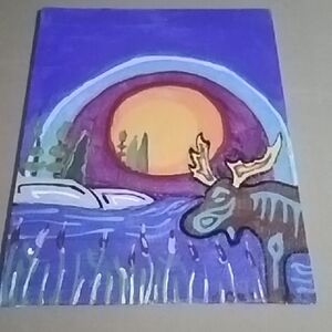 Vibrant Sunset Moose Canvas Art
